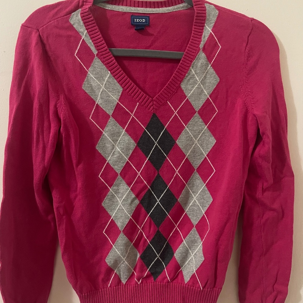 Izod Argyle Sweater Size Small